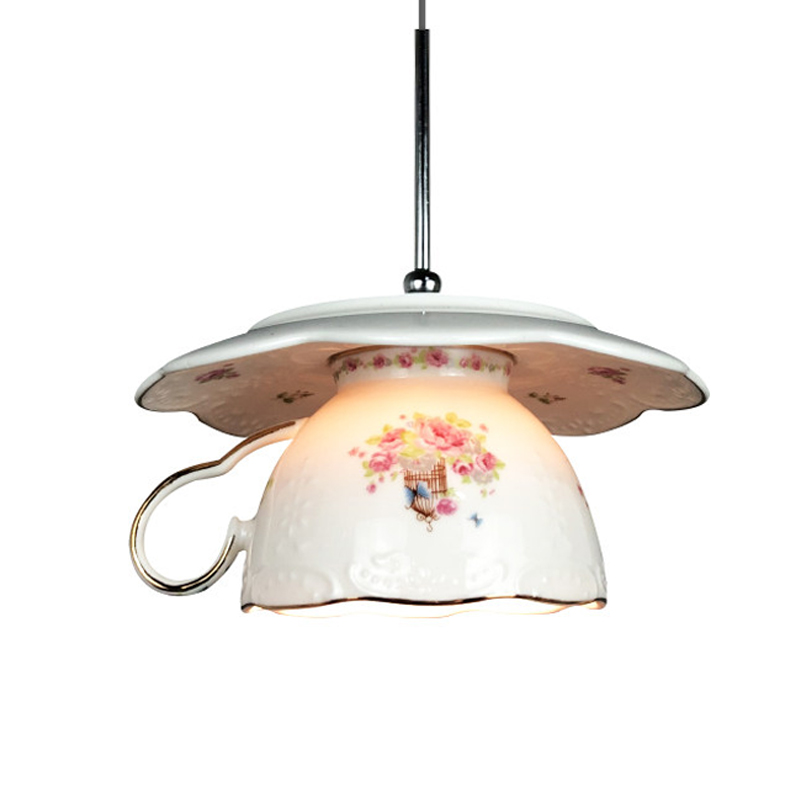 Home Of The Year Bathroom - Lampu Gantung Cangkir Kopi Motif Bunga,