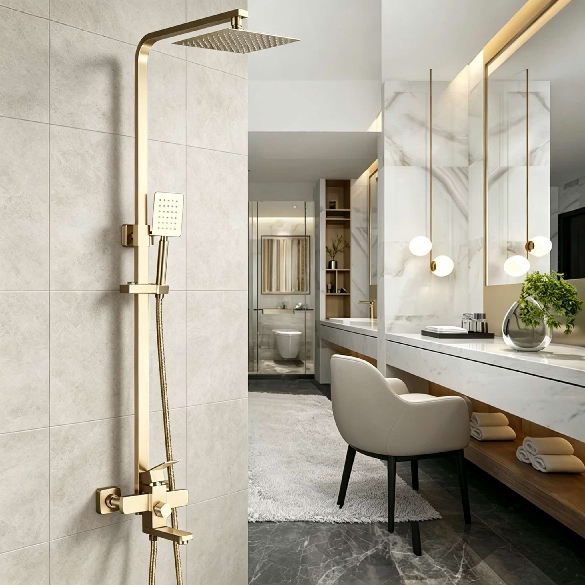 Home Bathroom Set - Set shower emas stainless steel bertekanan