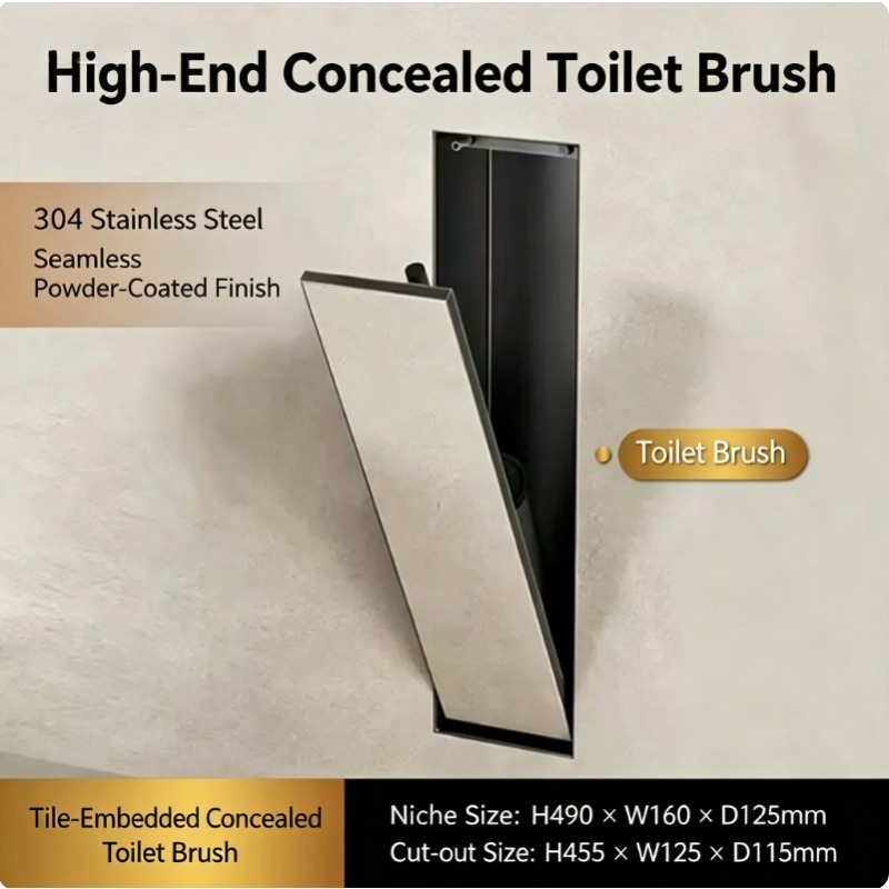 Toilet Brush Holder - Tempat sikat toilet tersembunyi + rak