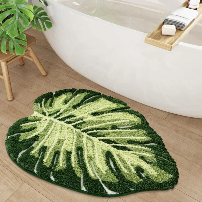 Zara Home Bathroom Rug - VIKAMA Keset Kamar Mandi Daun Hijau