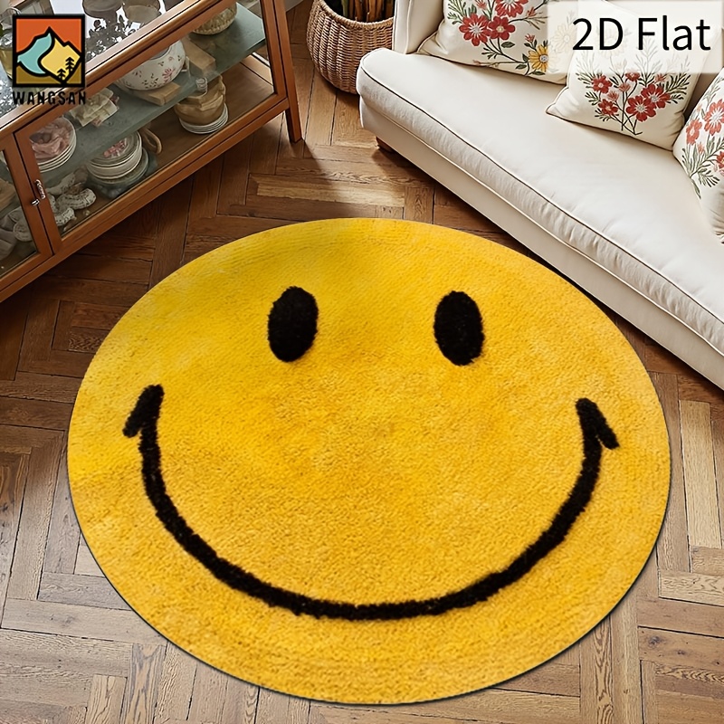 Home Bathroom Floor Mats - Karpet Flanel Bulat 2D Desain Wajah