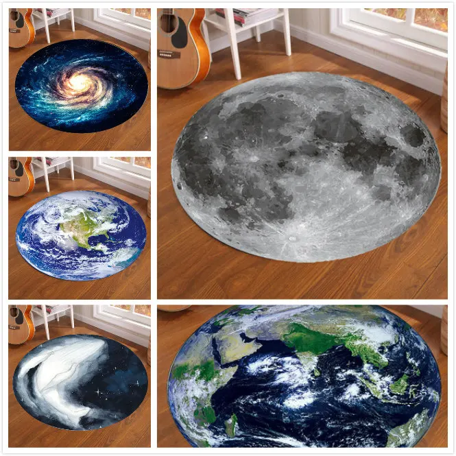 Home Bathroom Floor Mats - Galaxy Bumi karpet bulat bulan untuk