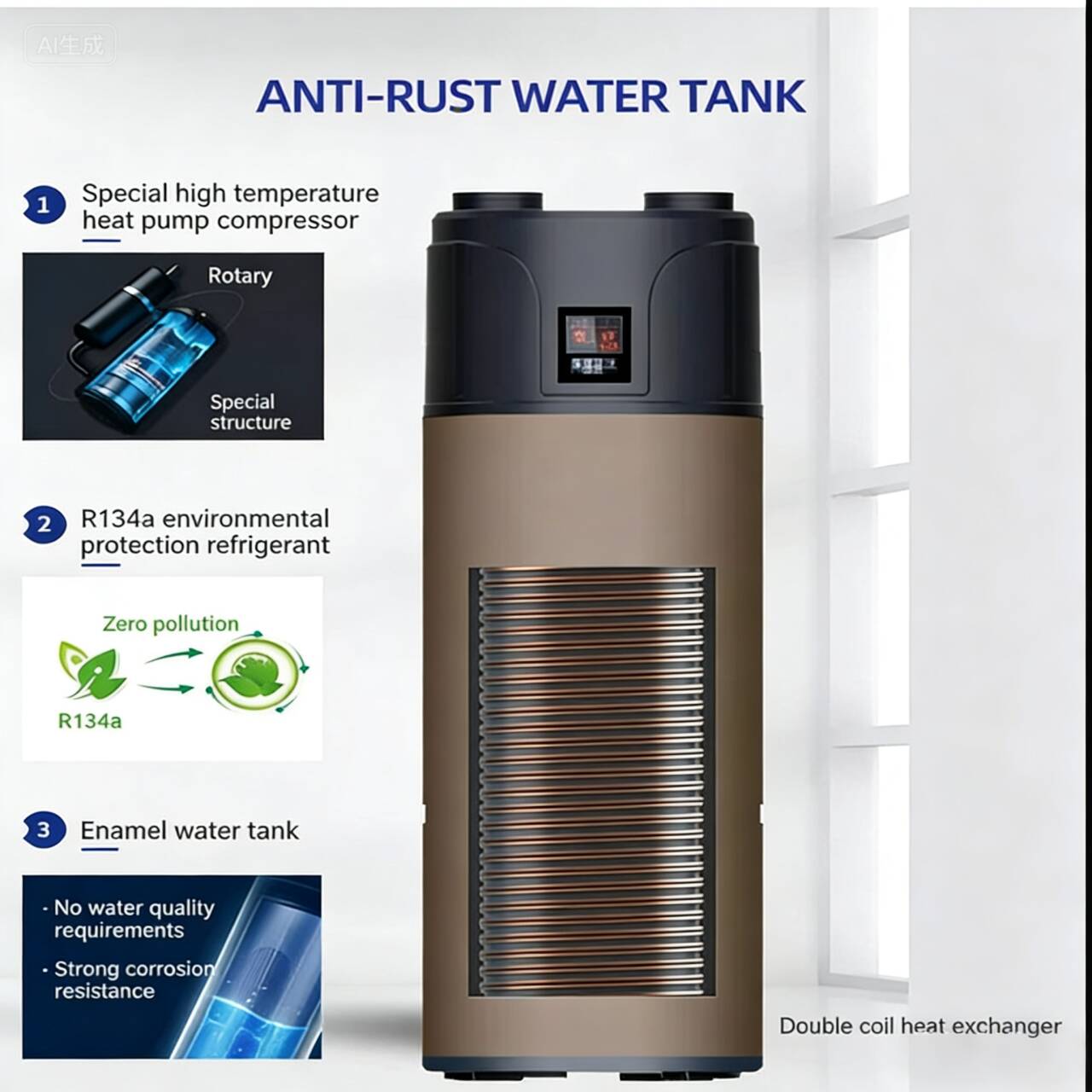 Pemanas Air Pompa Panas All-in - Home Bathroom Water Heater ulasan dan harga