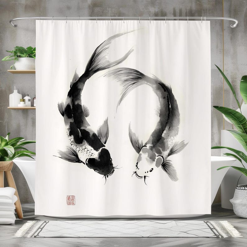 Tirai Mandi Ikan, Tirai Mandi  - Japanese Home Bathroom Design ulasan dan harga